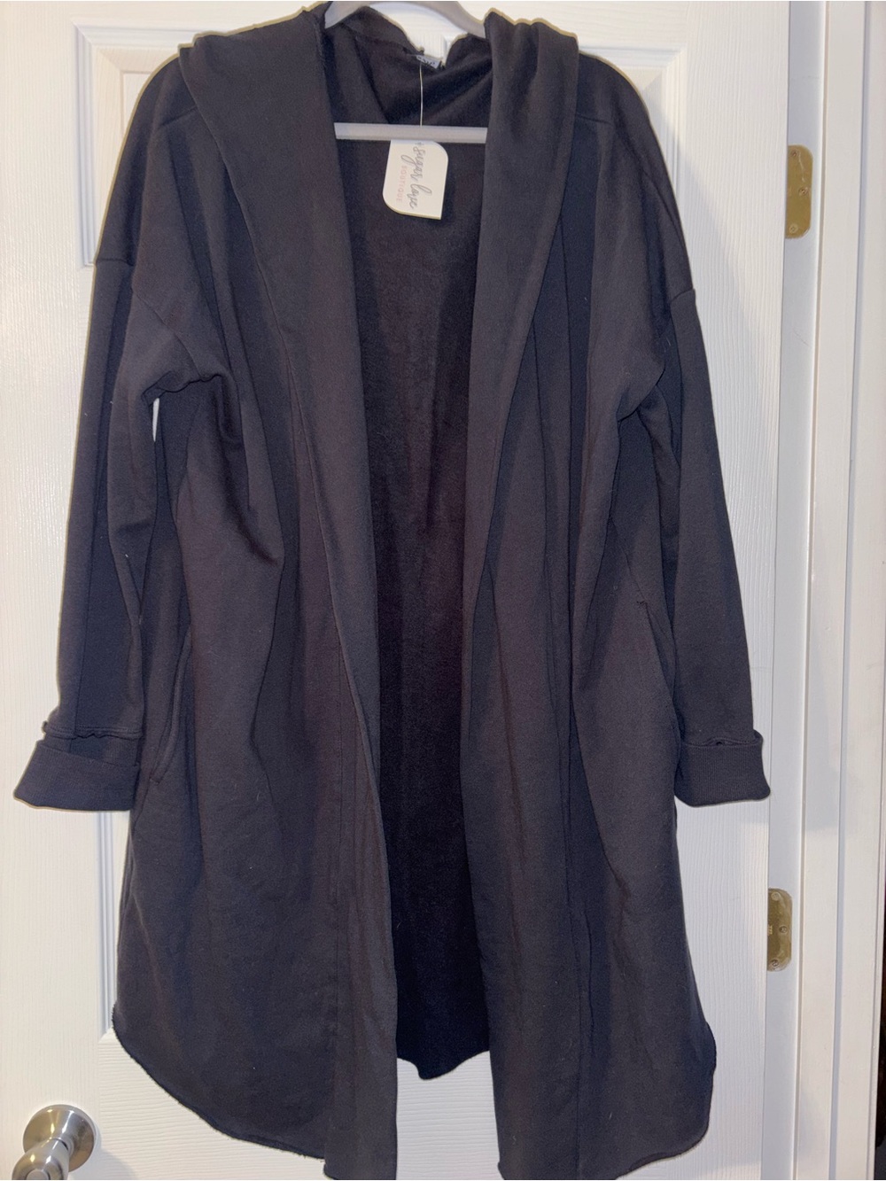Mono B Black Open-Front Hooded Cardigan Size XL